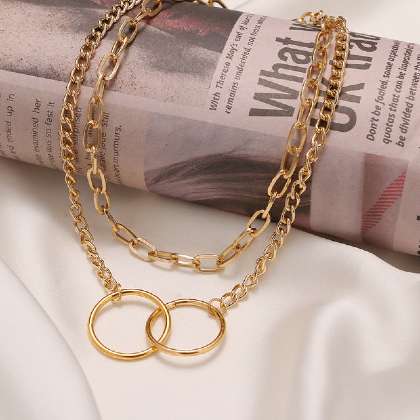 Vintage Double Layer Chain Linked Circle Pendent (768)