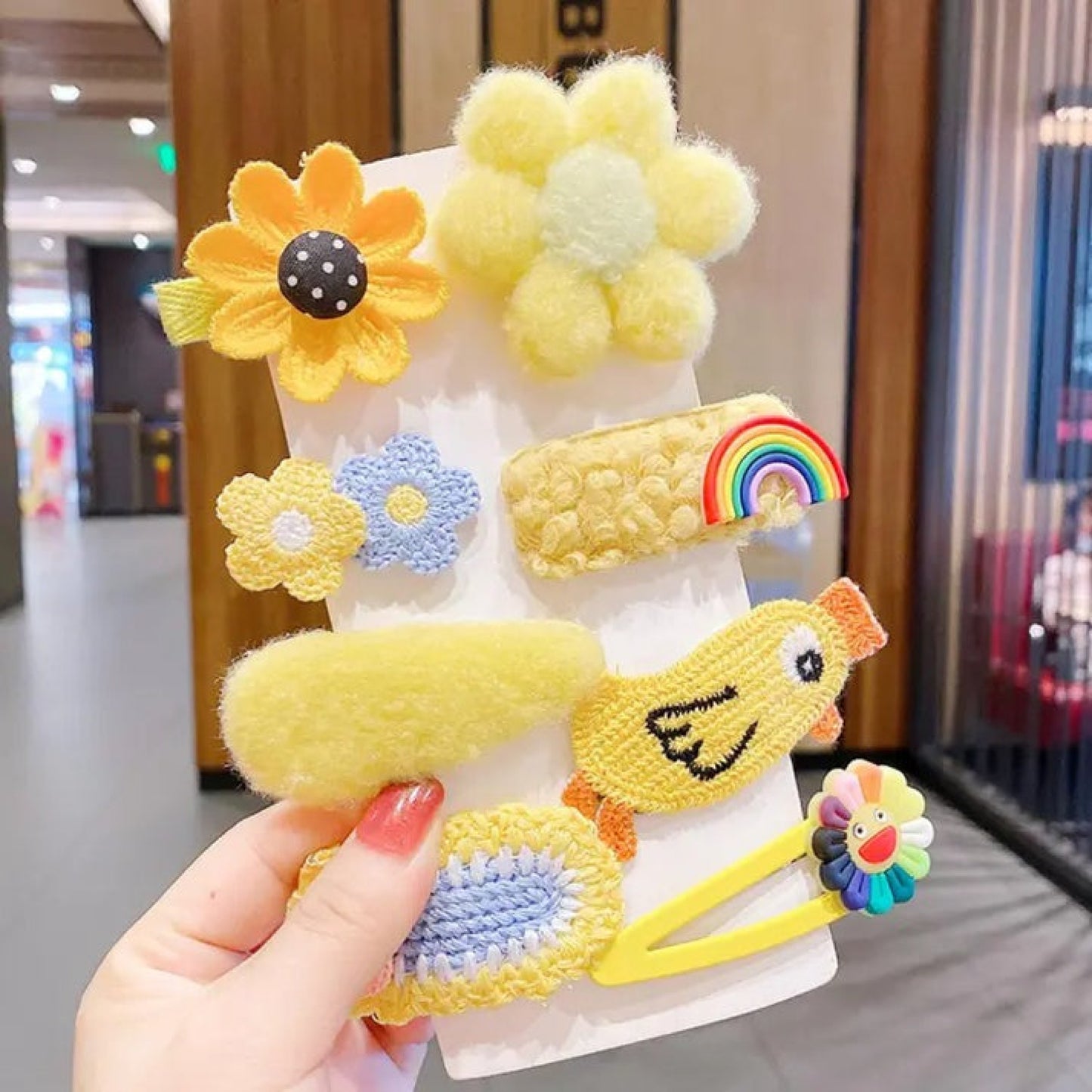 8 Pcs Beautiful Design Wool Knitted hair clips (Hand Made) (816)