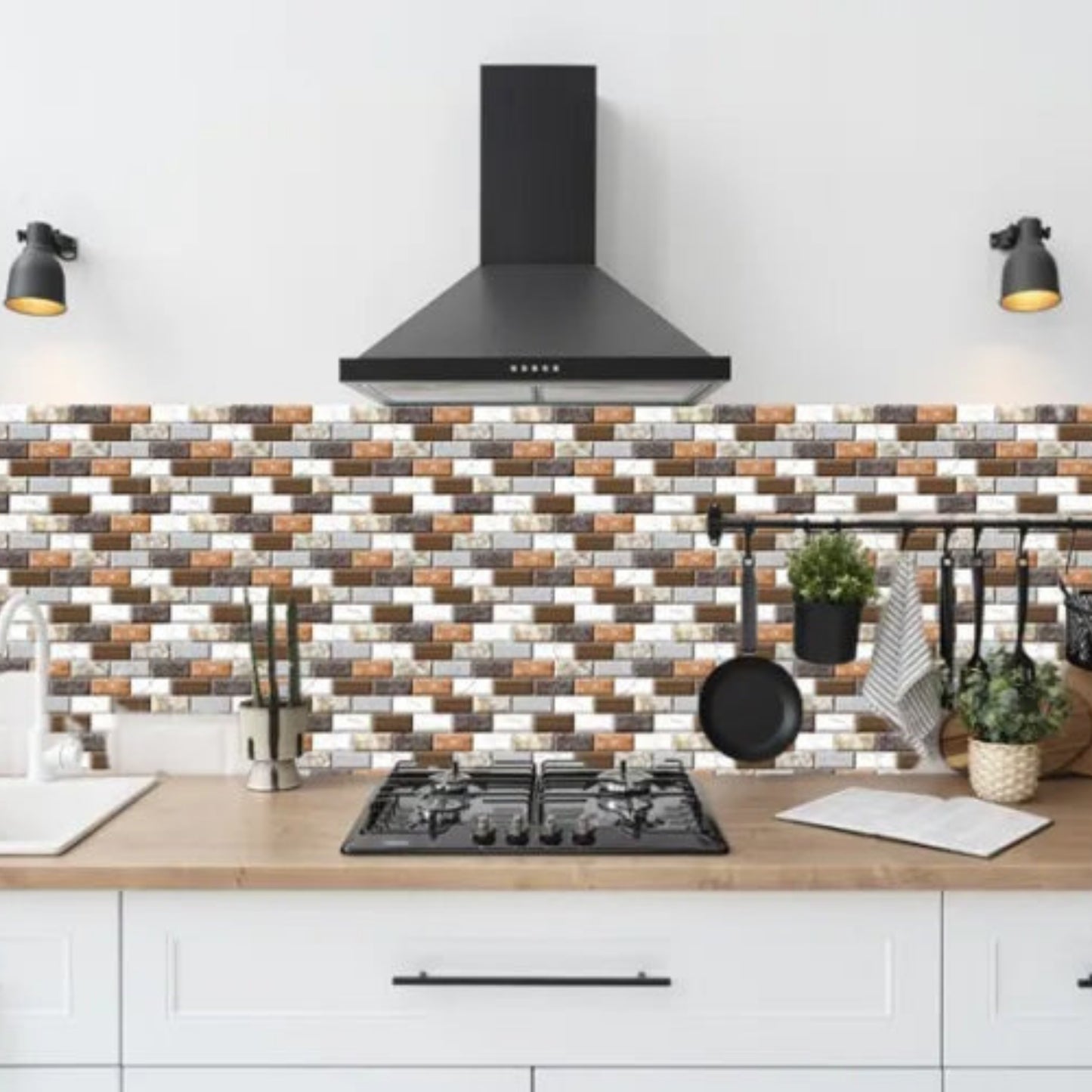 24Pcs/Set 3D Mosaic Design Self-Adhesive Waterproof Wall Sticker