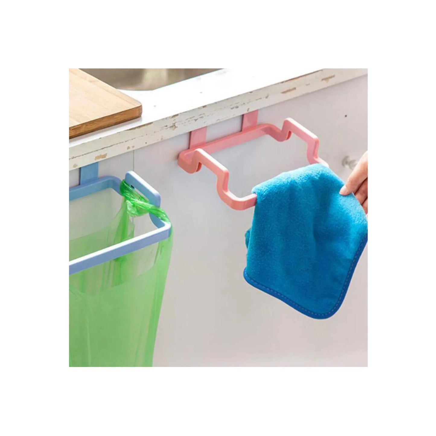 Pack of 2 - Garbage/Trash Bin Bag Holder & Towel Rack For Kitchen Drawer.