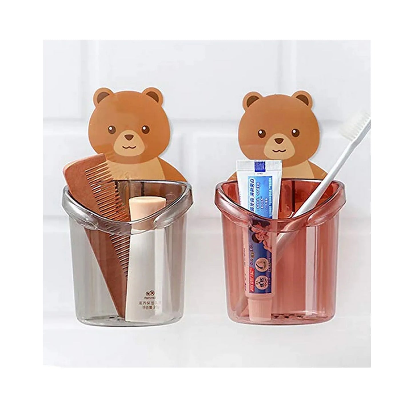 Wall Mounted Cute Bear Shape Toothbrush Holder