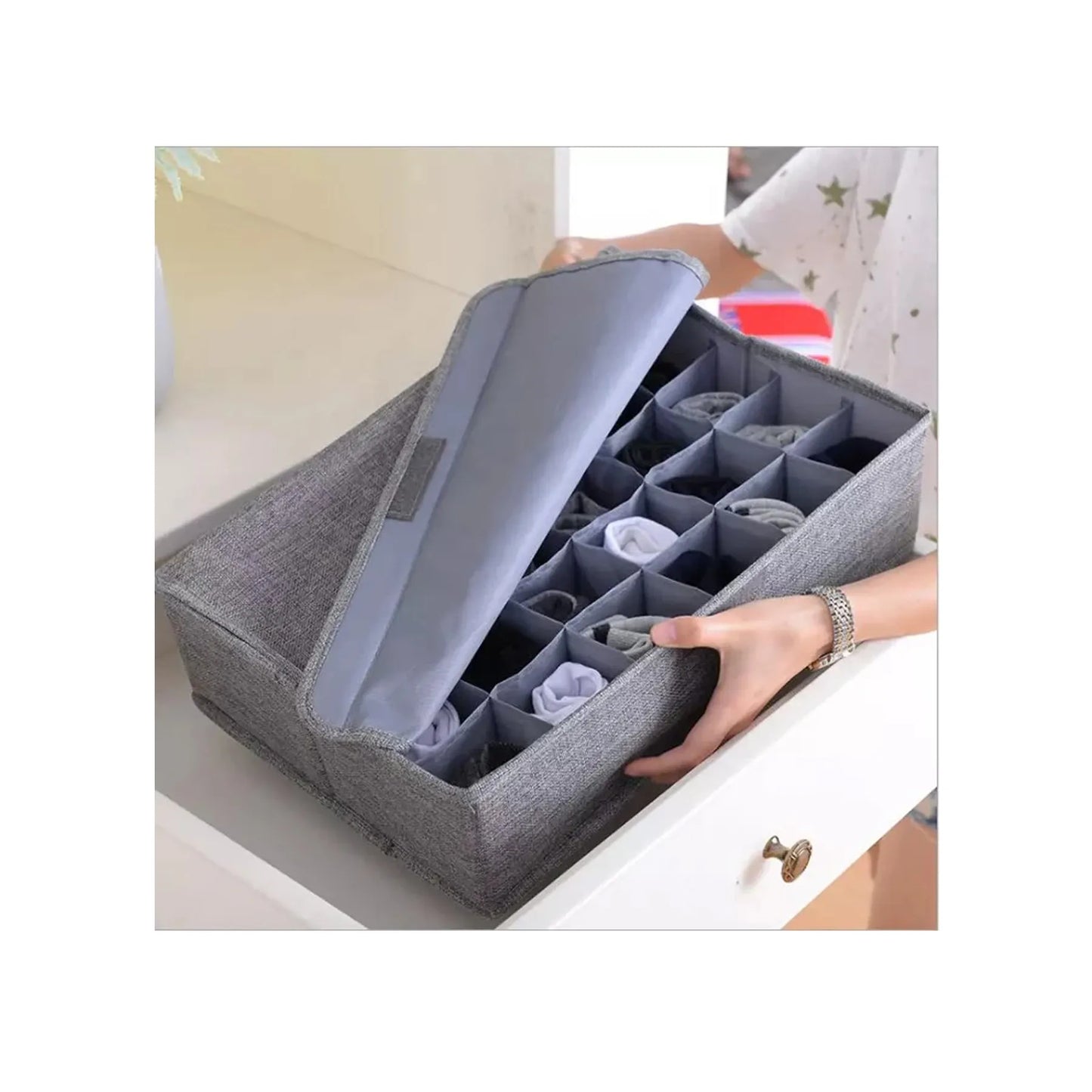 Underwear Socks Storage Organizer With Foldable Closet Drawer Divider.