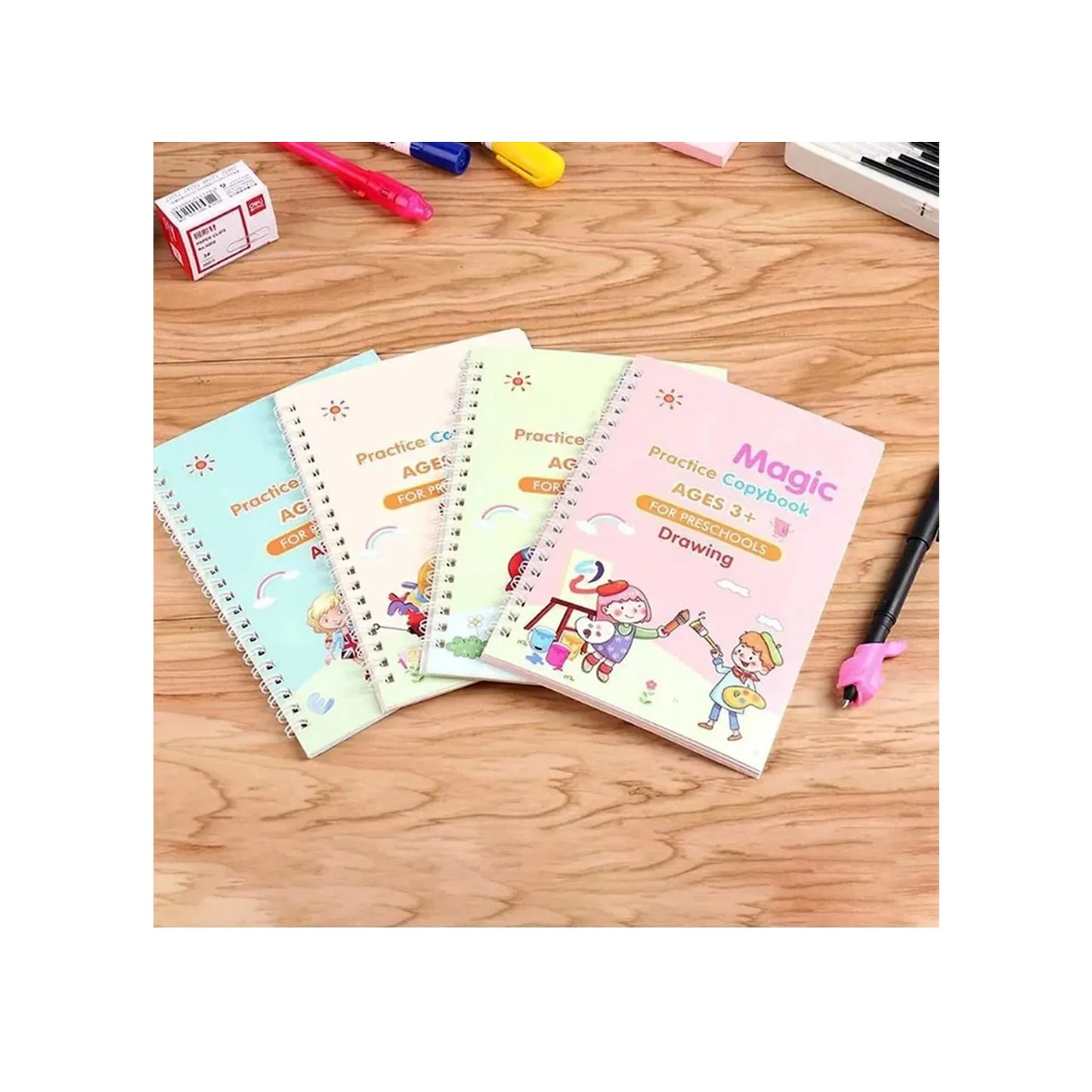 Sank Magic Practice Copybook Pen Preschools Kids 4-Pcs