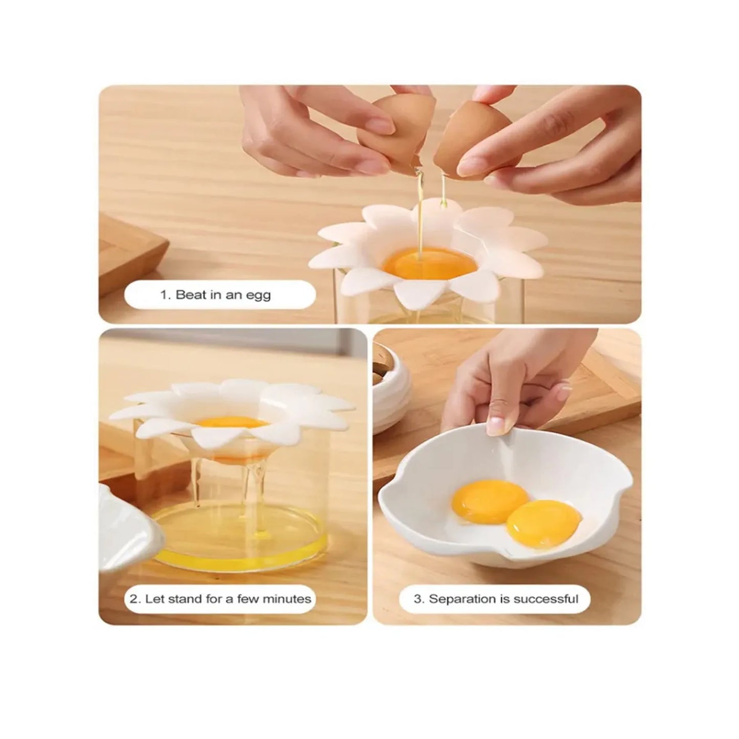 2 Pcs Cute Flower Shape Egg Separator