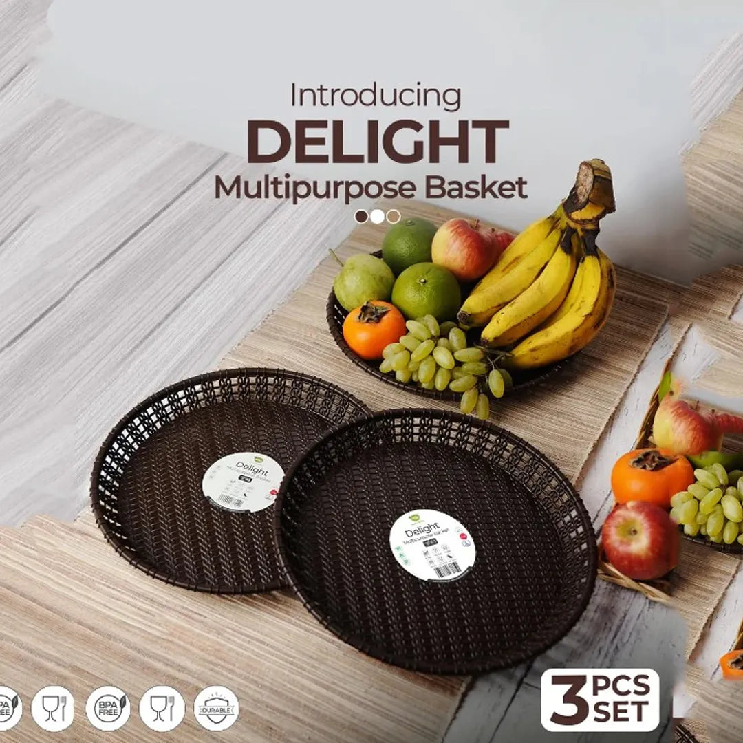 Pack of 3 Delight Multipurpose Basket Tray