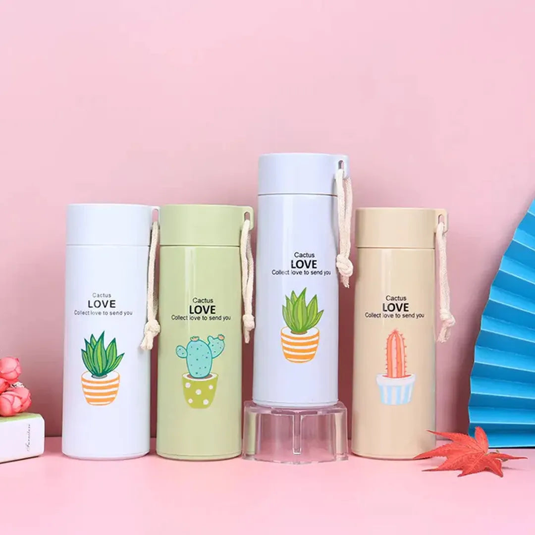 Plant Design Glass Water Bottle (450 ML)