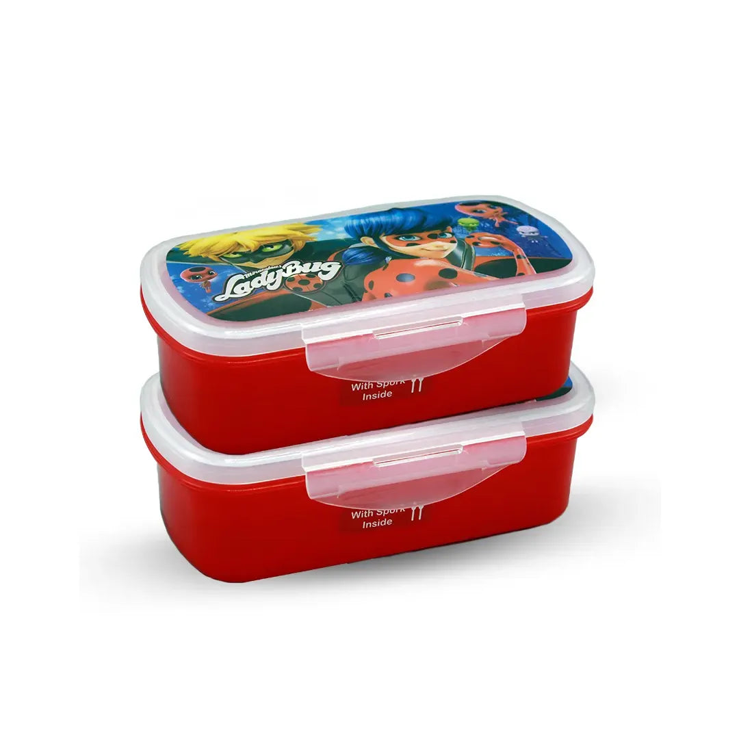 Bento Lunch Box M-1 Pack Of 2 - (600Ml) With Sticker