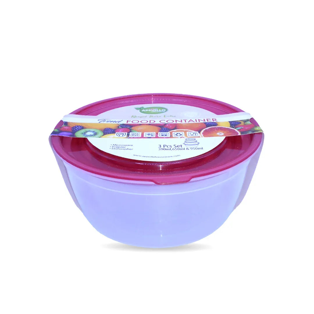 Trend Food Container Medium Pack Of 3 - (650Ml)