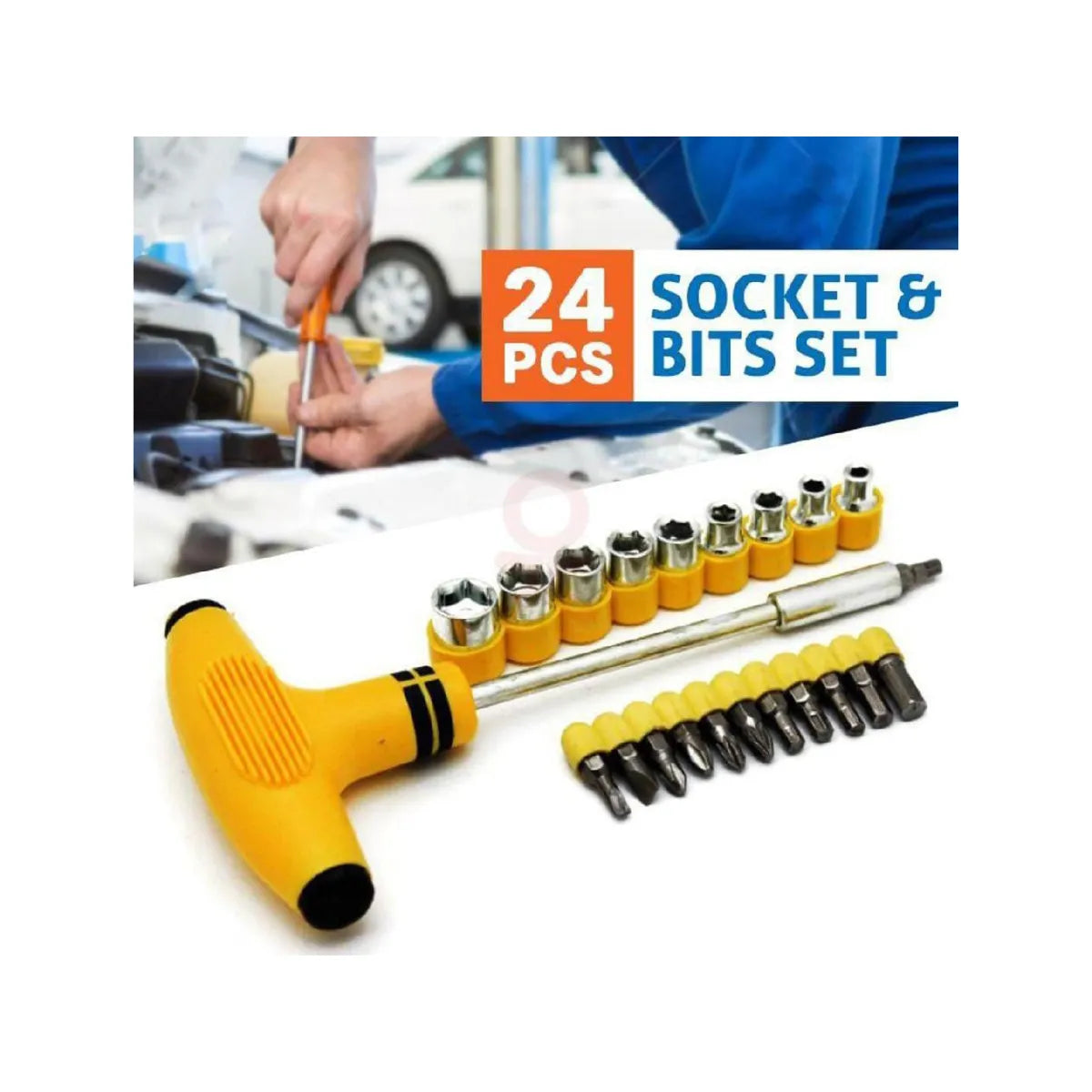 24 Piece T-Handle Socket Screwdriver Set Tool Kit T Tool