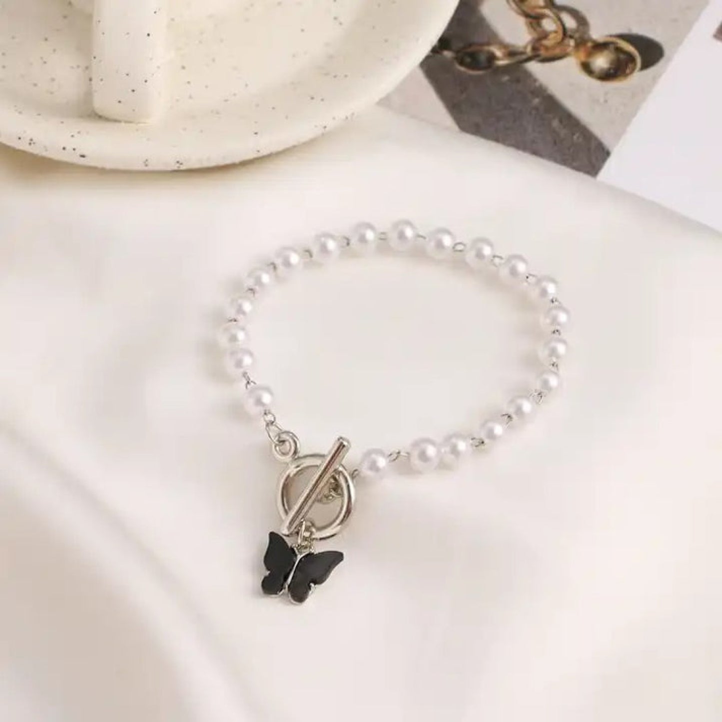 Elegant Pearl Tassel Butterfly Bracelet (791)