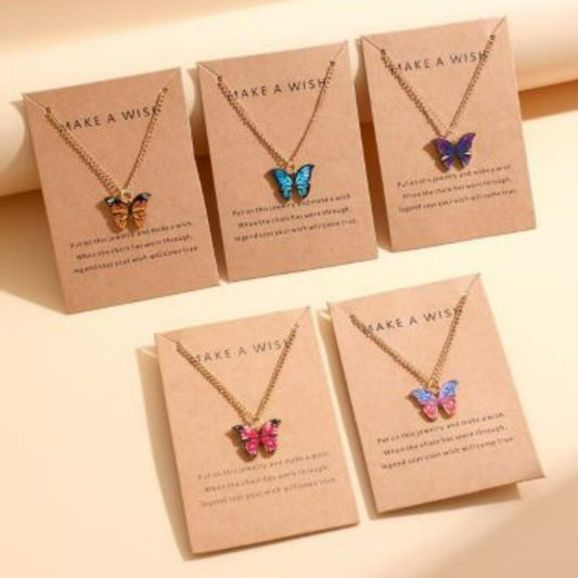 Elegant Multicolor Butterfly Pendent Necklace (Random Colors) (762)