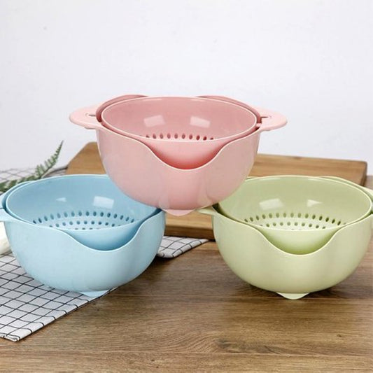 Household Double-Layer Kitchen Vegetable Washing Fruit Basket.