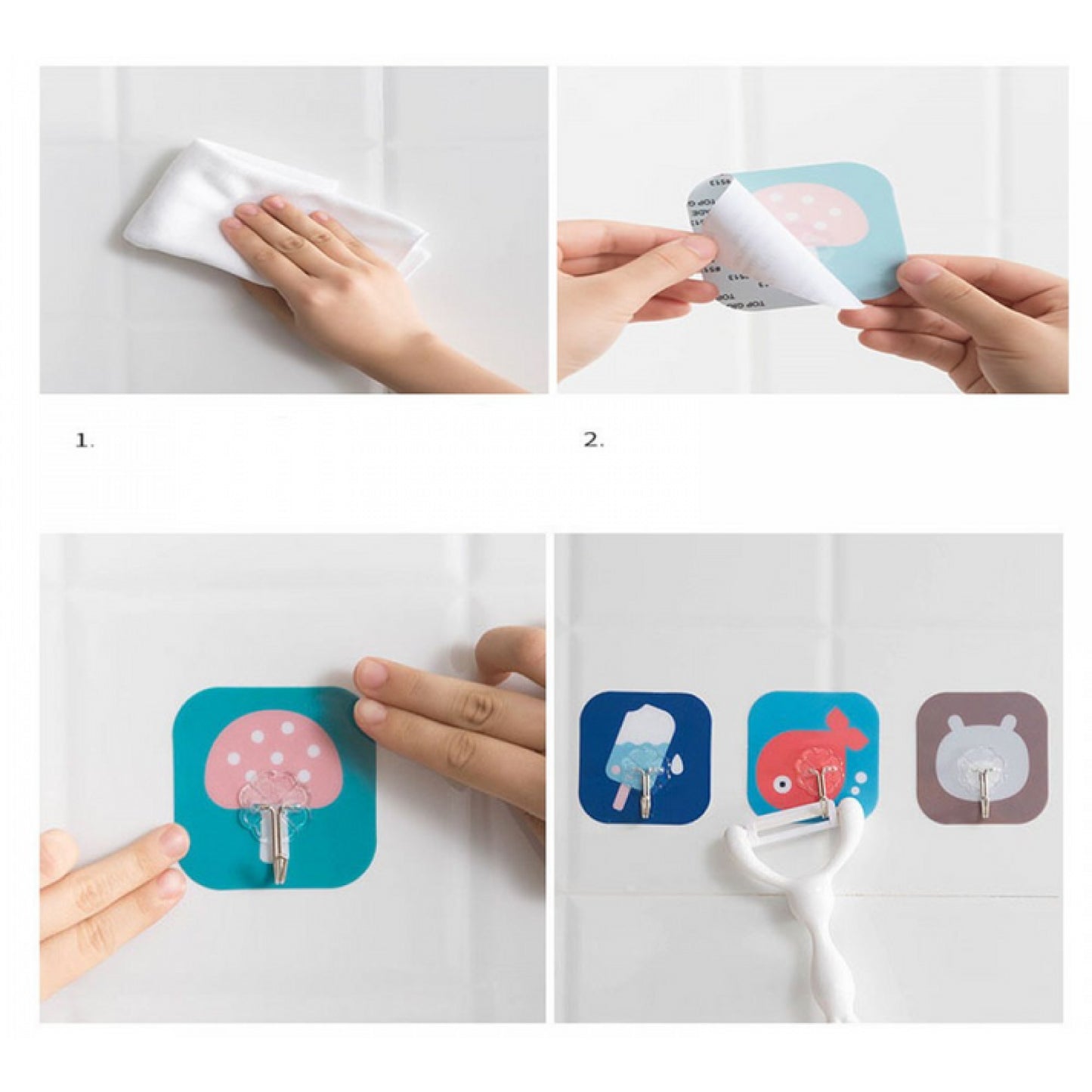 Cute Cartoon Design Wall Sticker Hook (Random Design)
