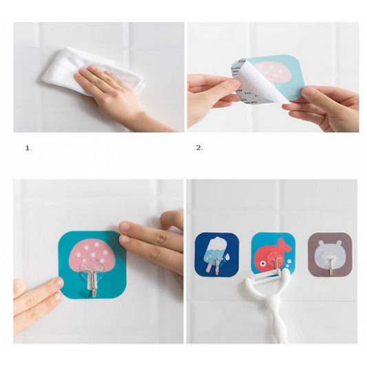 Cute Cartoon Design Wall Sticker Hook (Random Design)