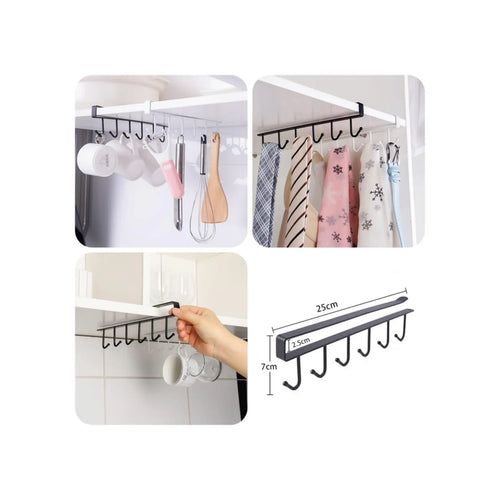 Kitchen Single-Row Hook Hanging Cup Holder