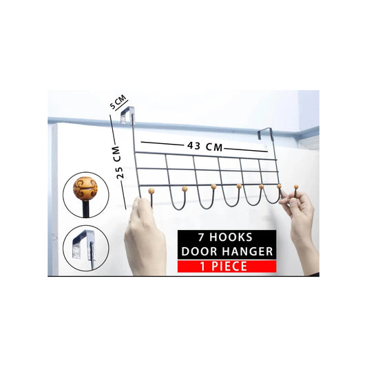 7 Hooks Multipurpose Over the Door Metal Hanger