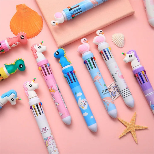 Cute Cartoon Design 10 In 1 Pen (Random Design)