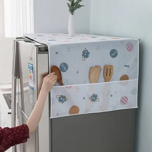 Dust Proof Fridge Cover with 6 Pockets - Imported