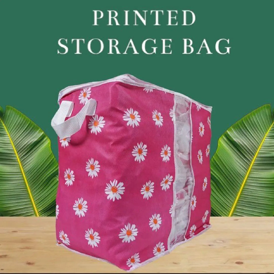 P-1010F - Printed Storage Bage (Flower) - Pink
