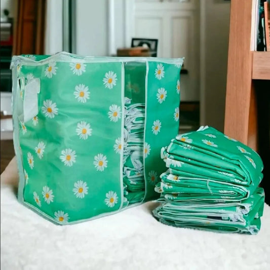 P-1010F - Printed Storage Bage (Flower) - Green