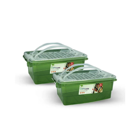 Clear Lock Storage Box Pack Of 2 Small - (5Ltr) Transparent